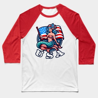 USA Mermaid Baseball T-Shirt